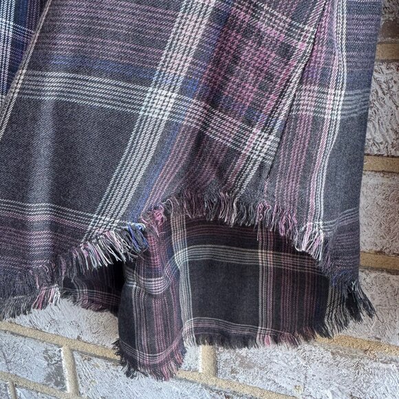 Cloth & Stone Long Sleeve Button Up Collared Plaid Raw Hem Shirt Women's Size XS - Picture 8 of 9